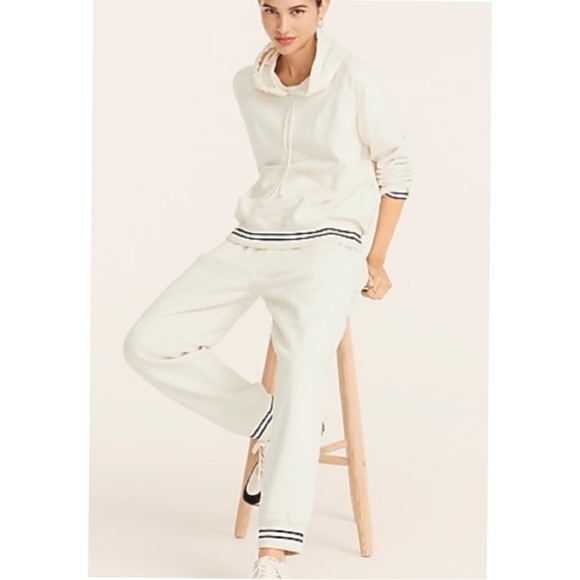 J.CREWUniversity Terry Hoodie & Jogger Set in Natural Striped Cuffs, Size S